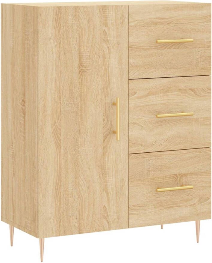 The Living Store Dressoir s Dressoir 69.5 x 34 x 90 cm Sonoma eiken Bewerkt hout en metaal