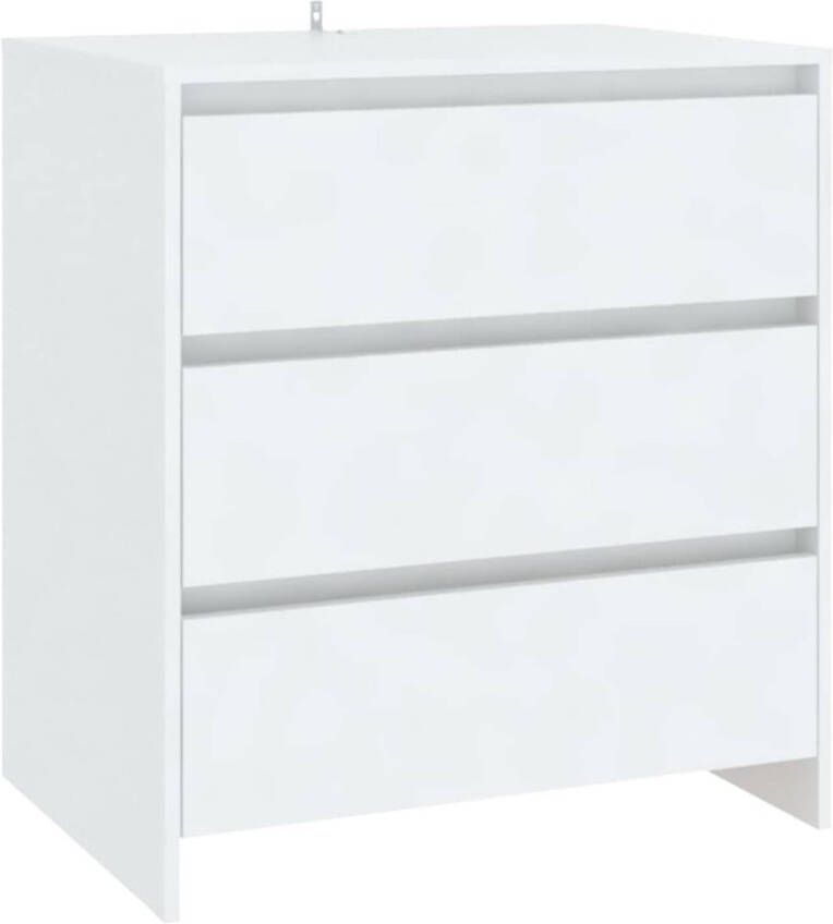 The Living Store Dressoir Simplistisch Bijzetkast 70x41x75 cm Wit spaanplaat 3 lades