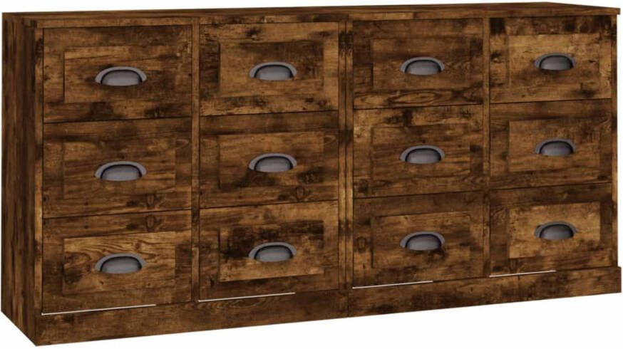 The Living Store Dressoir Smoked Oak 70 x 35.5 x 67.5cm Set van 2