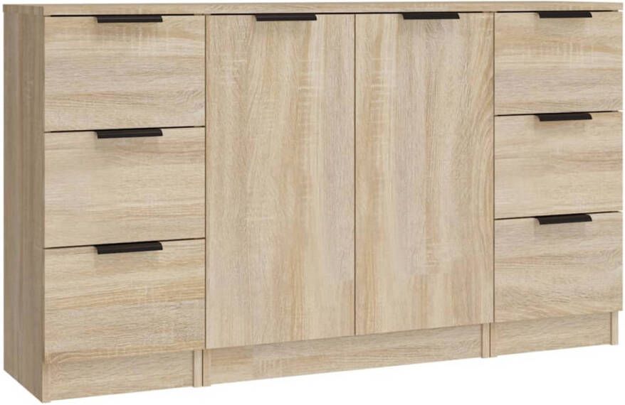 The Living Store Dressoir Sonoma eiken 30 x 30 x 70 cm 3 lades 60 x 30 x 70 cm 2 deuren