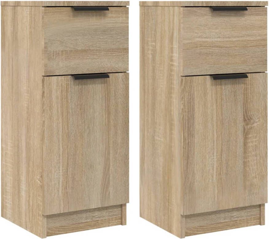 The Living Store Dressoir Sonoma Eiken 30 x 30 x 70 cm Met deur en lade