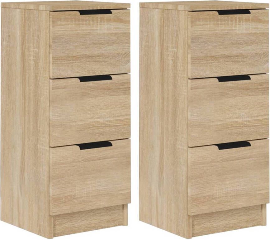 The Living Store Dressoir Sonoma Eiken 30 x 30 x 70 cm Stabiel Hout 3 Lades