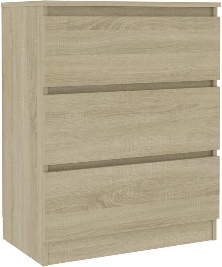 The Living Store Dressoir Sonoma Eiken 60 x 35 x 76 cm 3 lades Bewerkt hout