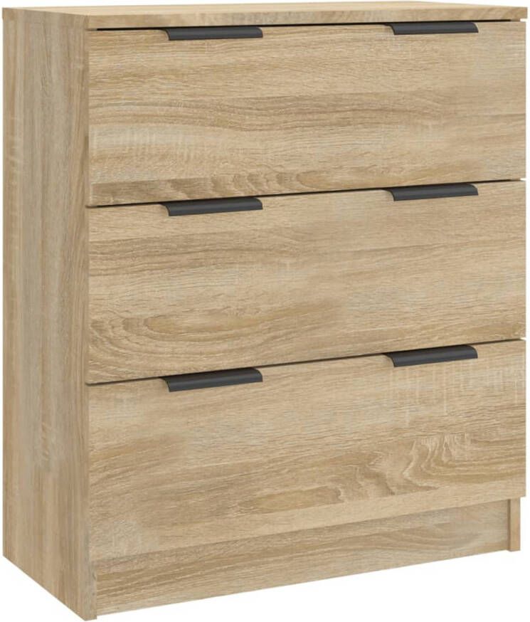 The Living Store Dressoir Sonoma Eiken 60x30x70 cm 3 lades Bewerkt hout