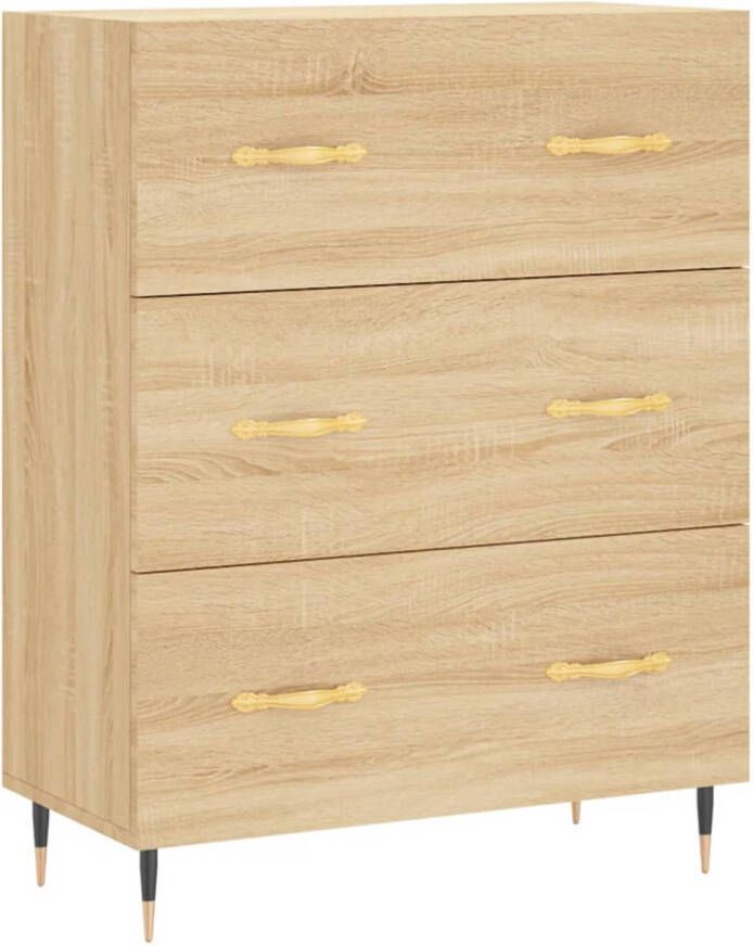 The Living Store Dressoir Sonoma Eiken 69.5 x 34 x 90 cm Bewerkt Hout en Metaal