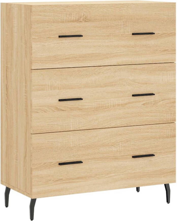 The Living Store Dressoir Sonoma Eiken 69.5 x 34 x 90 cm Buffetkast met Voldoende Opbergruimte en Metalen Pootjes