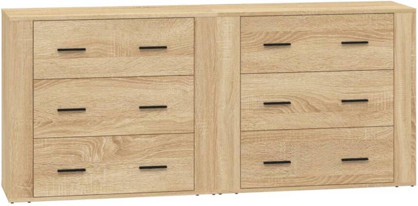 The Living Store Dressoir Sonoma Eiken 80 x 33 x 70 cm Bewerkt Hout