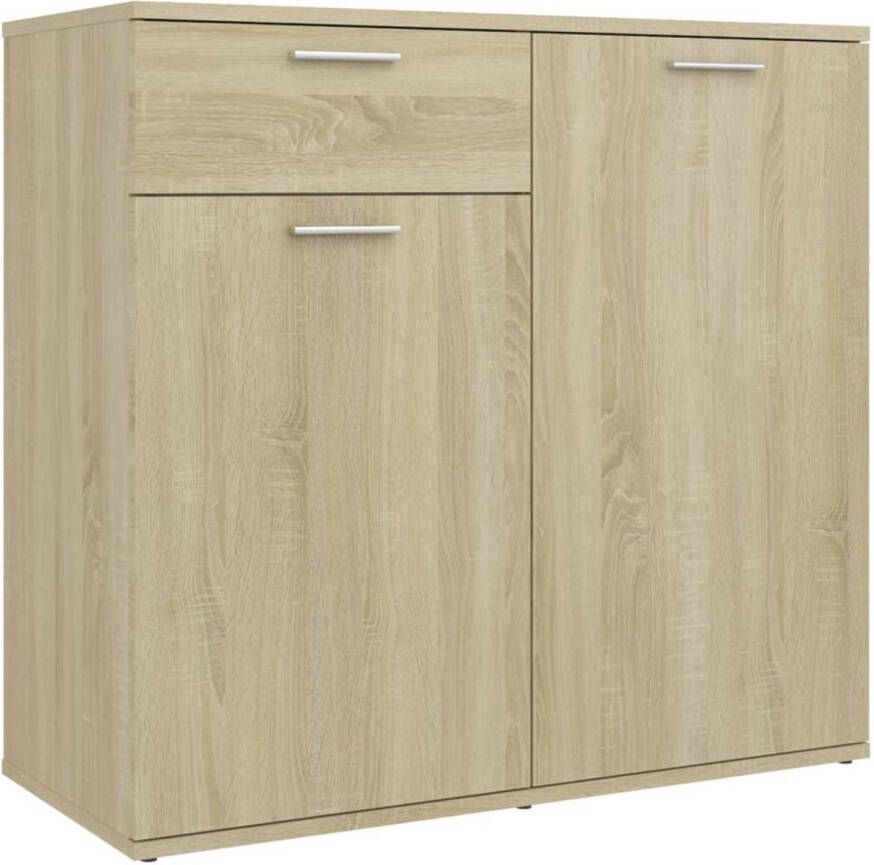 The Living Store Dressoir sonoma eiken 80 x 36 x 75 cm 2 deuren 1 lade