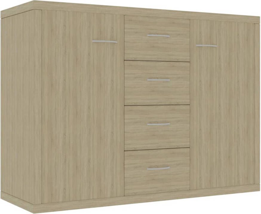 The Living Store Dressoir Sonoma Eiken 88 x 30 x 65 cm 4 lades 2 deuren