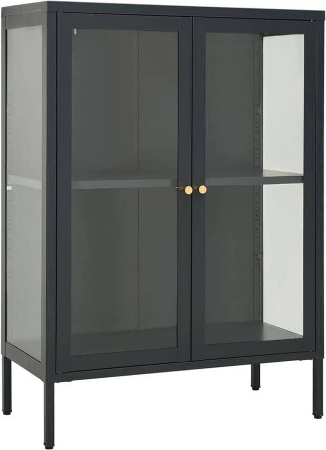 The Living Store Dressoir Staal Antraciet -75 x 35 x 105 cm Verstelbaar schap en poten