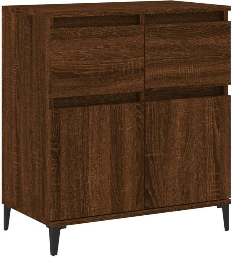 The Living Store Dressoir Trendy Bruineiken 60 x 35 x 70 cm Duurzaam bewerkt hout Metalen poten