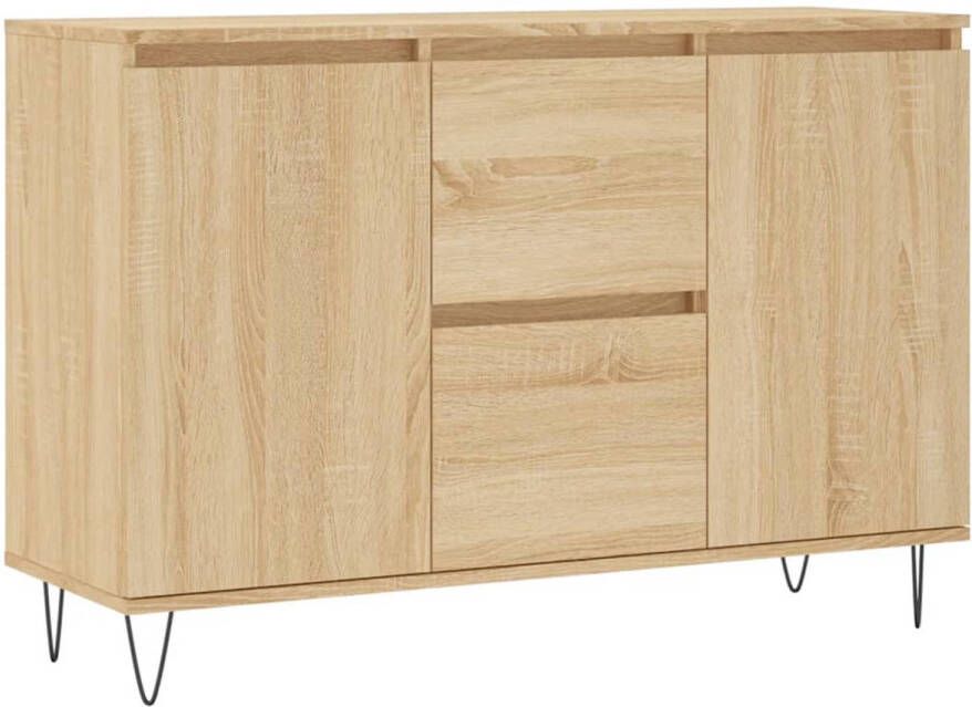 The Living Store Dressoir Trendy Opbergkast 104 x 35 x 70 cm Sonoma eiken Bewerkt hout en ijzer