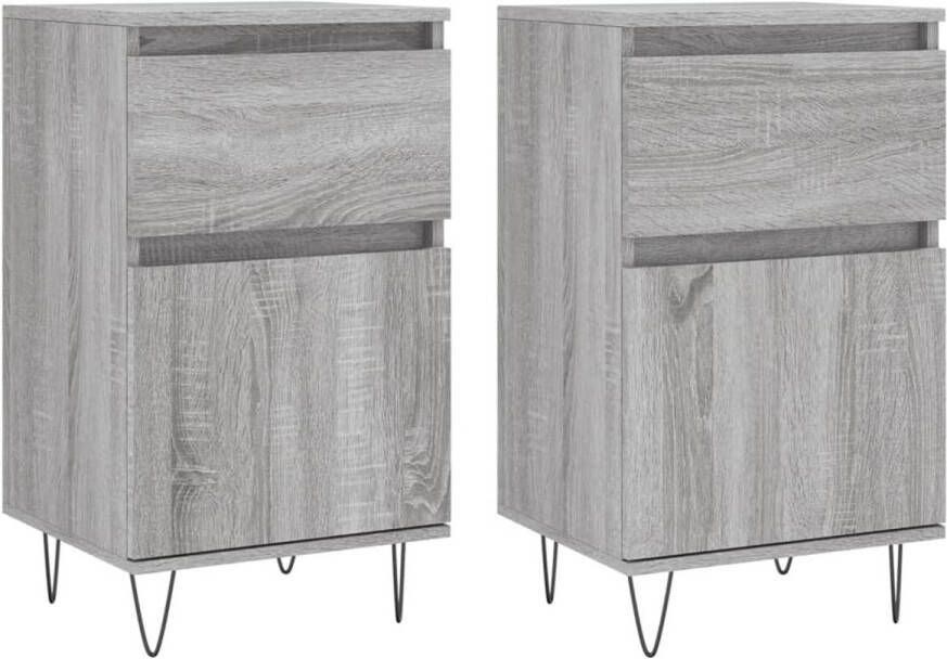 The Living Store Dressoir Trendy Opbergkast 40x35x70 cm Bewerkt hout en ijzer Grijs sonoma eiken