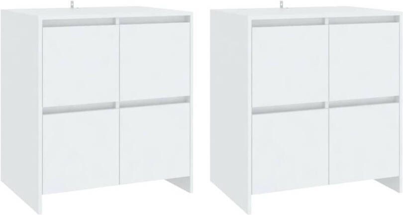 The Living Store Dressoir Wit 70 x 41 x 75 cm 4 deuren Bewerkt hout