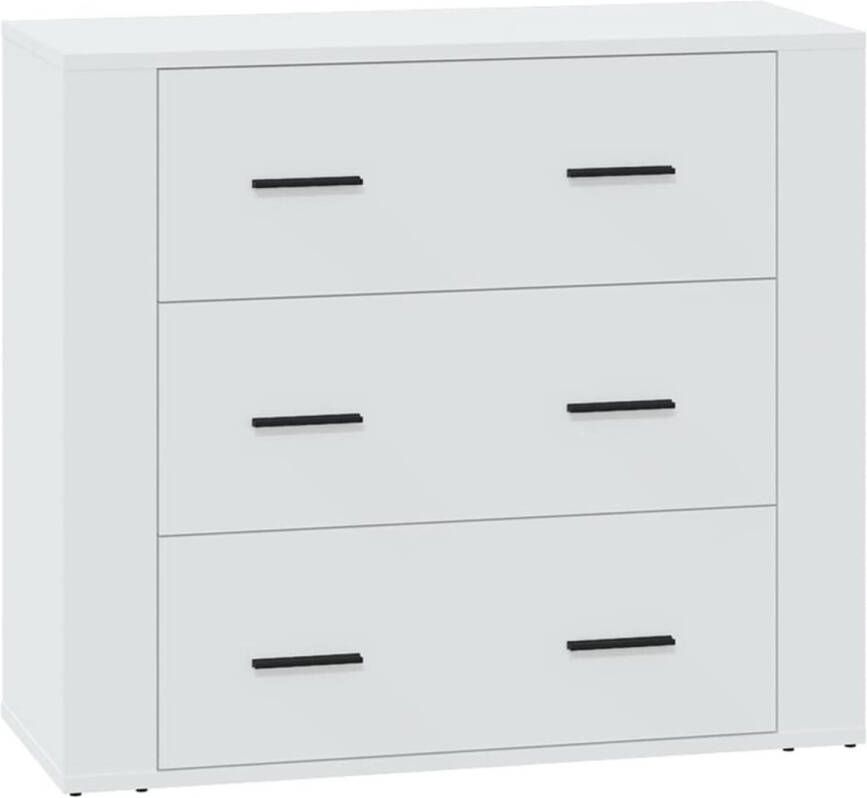 The Living Store Dressoir Wit 80x33x70 cm Bewerkt Hout