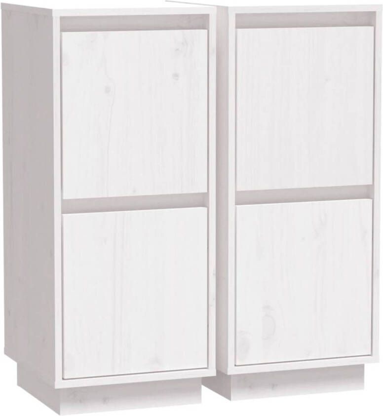 The Living Store Dressoir Wit Massief grenenhout en MDF 31.5 x 34 x 75 cm (L x B x H)