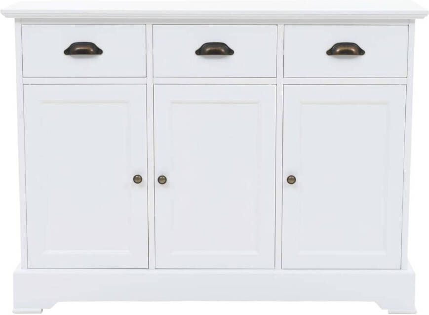 The Living Store Dressoir Wit MDF 105 x 35 x 77.5 cm Met 3 lades en 3 deuren