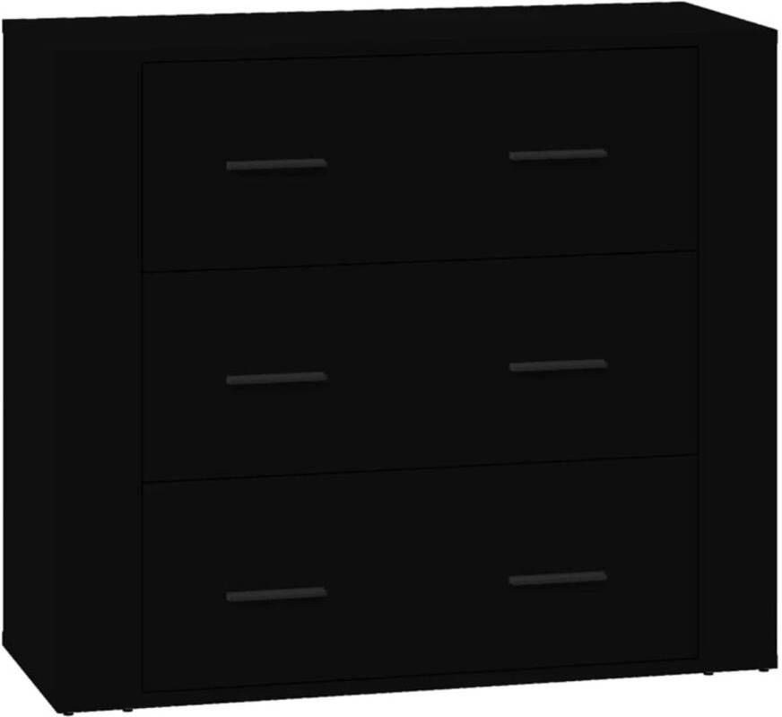 The Living Store Dressoir Zwart 80 x 33 x 70 cm Duurzaam bewerkt hout 3 lades Stevig blad