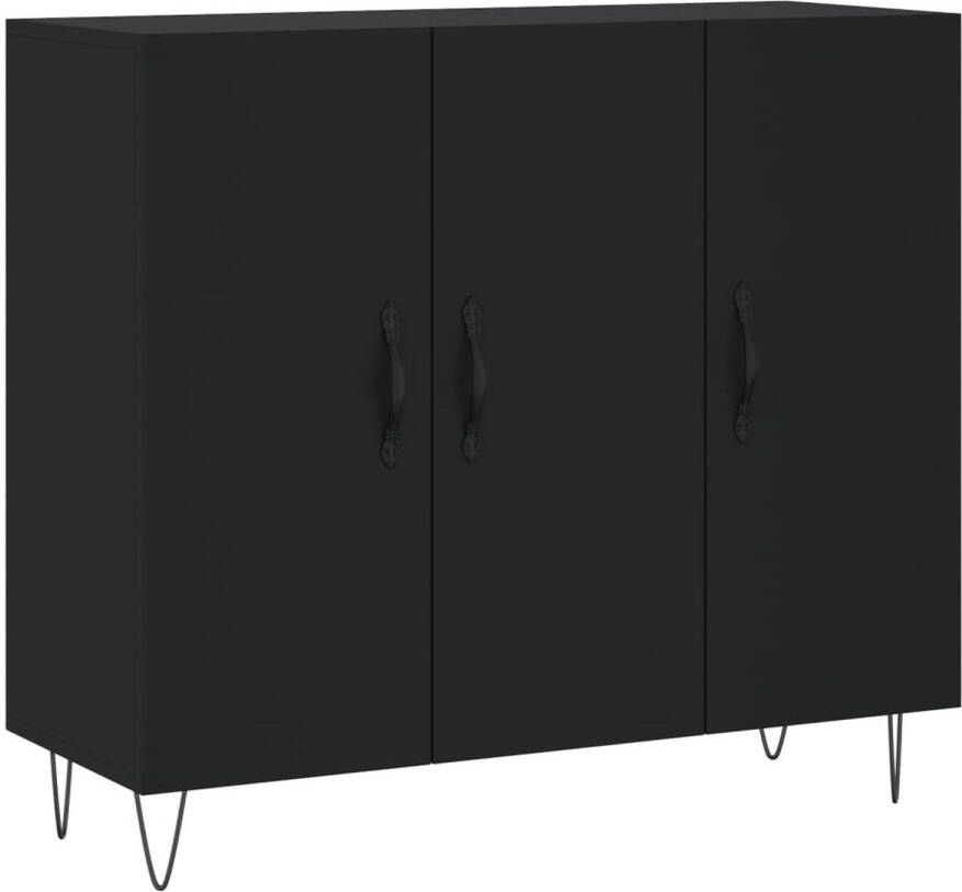 The Living Store Dressoir Zwart 90 x 34 x 80 cm Duurzaam hout en metaal