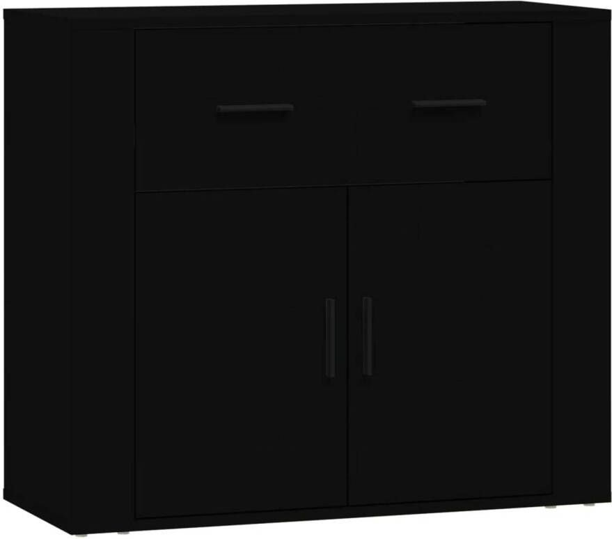 The Living Store Dressoir Zwart Bewerkt Hout 80 x 33 x 70 cm Stevig en Doelmatig