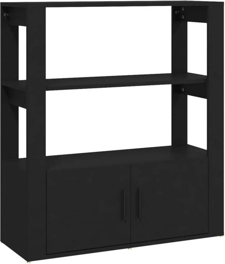 The Living Store Dressoir Zwart Bijzetkast 80 x 30 x 90 cm Stevig materiaal