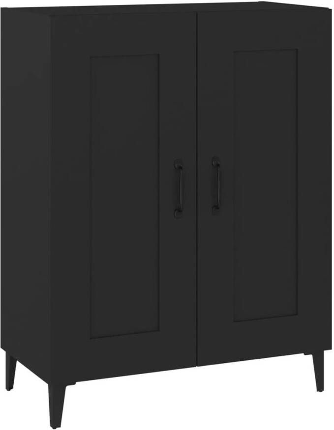 The Living Store Dressoir Zwarte Bewerkt Hout 69.5 x 34 x 90 cm Stevig en Praktisch