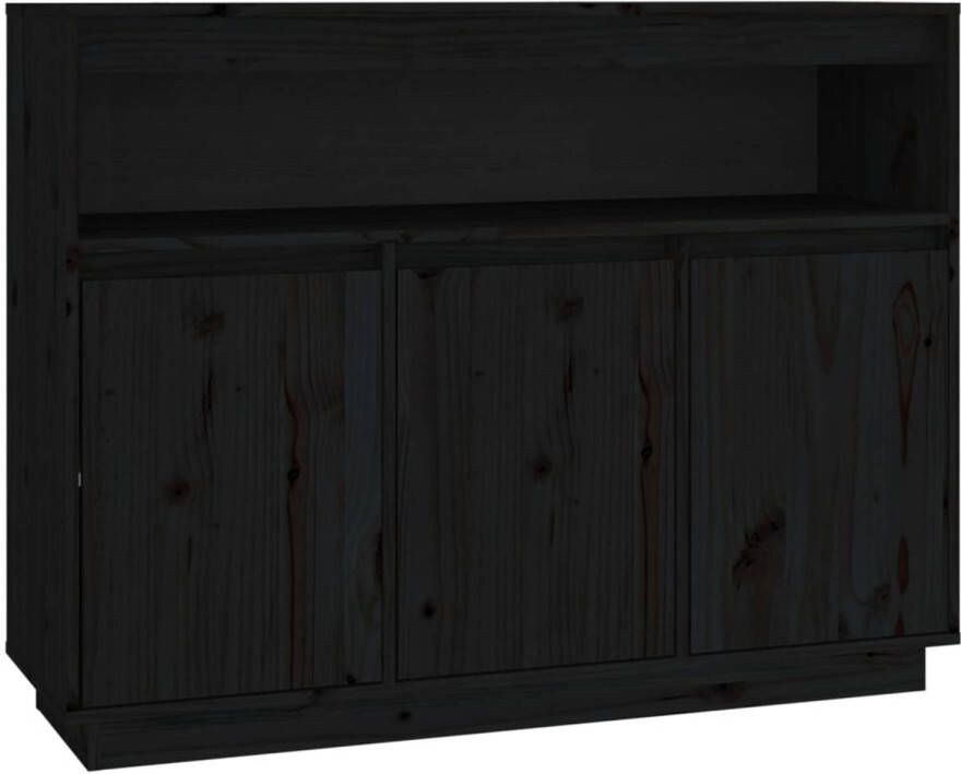 The Living Store Dressoir Zwarte Massief Grenenhout 104.5 x 34 x 80 cm Stabiel blad