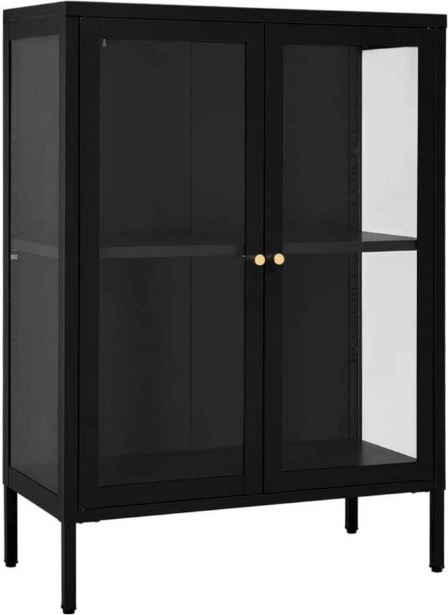 The Living Store Dressoir Zwarte Staal 75x35x105 cm Verstelbaar schap en poten