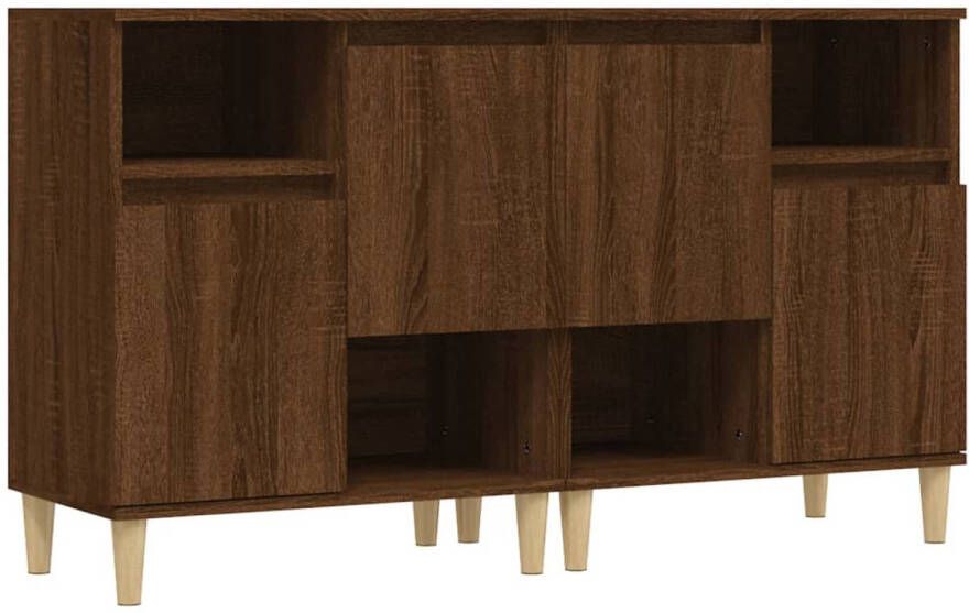 The Living Store Dressoirs 2 st 60x35x70 cm bewerkt hout bruineikenkleurig Keukenkast