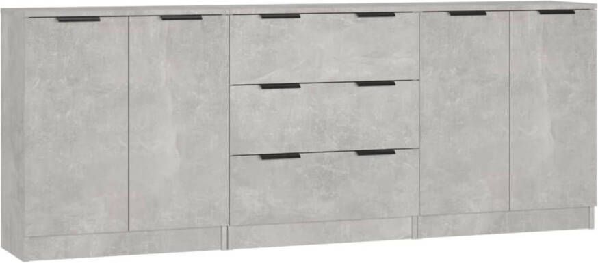 The Living Store Dressoirs Betongrijs 2 deuren 3 lades 60x30x70 cm Bewerkt hout