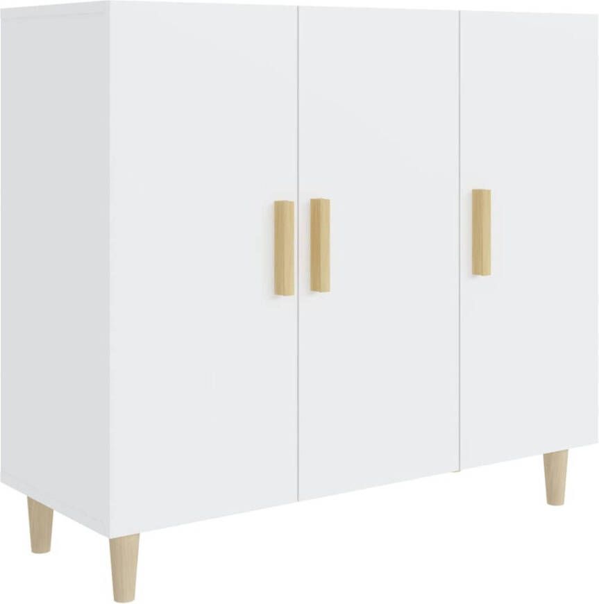 The Living Store Dressoirs Classic Wit 90 x 34 x 80 cm Bewerkt hout