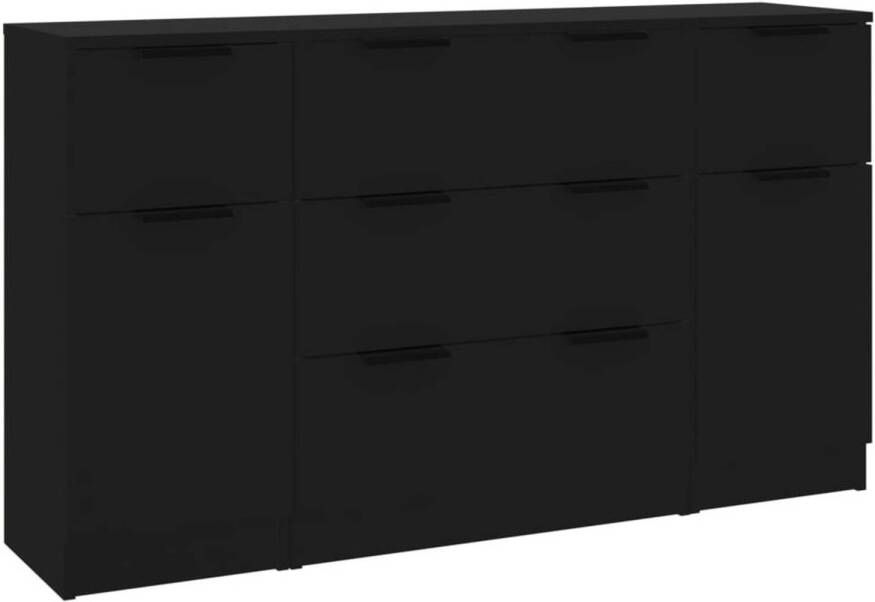 The Living Store Dressoirs Dressoir met 3 lades 60 x 30 x 70 cm Zwart