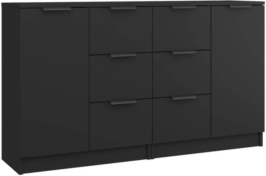 The Living Store Dressoirs Zwarte Meubelen 60 x 30 x 70 cm Bewerkt hout