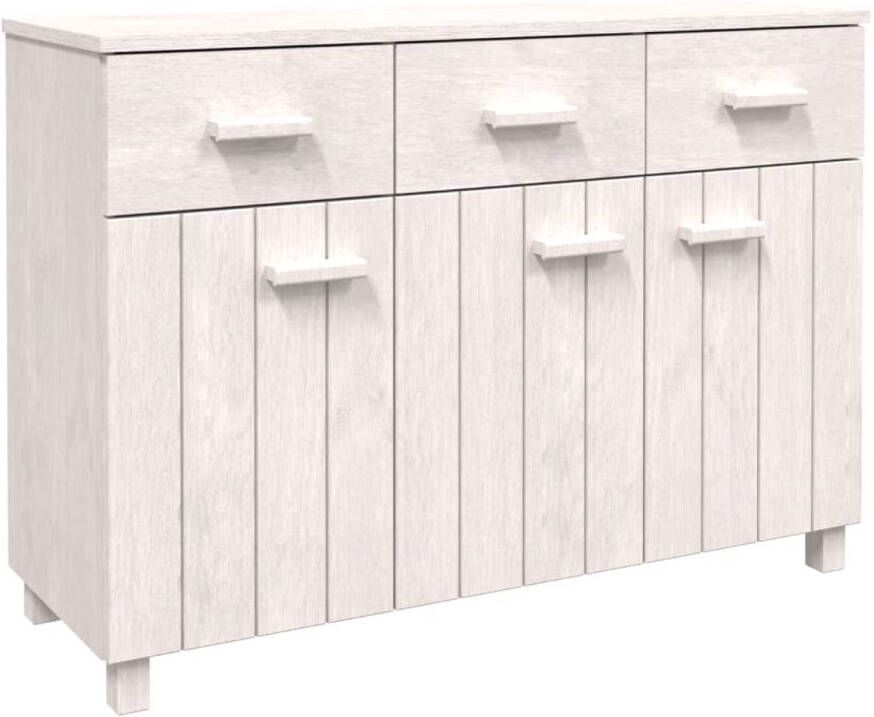 The Living Store HAMAR Dressoir 113 x 40 x 80 cm Massief grenenhout Wit Met lades en deuren