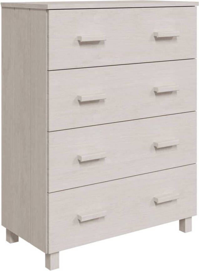 The Living Store HAMAR Dressoir 79 x 40 x 103.5 cm Massief Grenenhout 4 lades