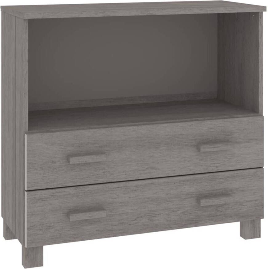 The Living Store HAMAR Dressoir 85 x 35 x 80 cm Massief grenenhout Lichtgrijs