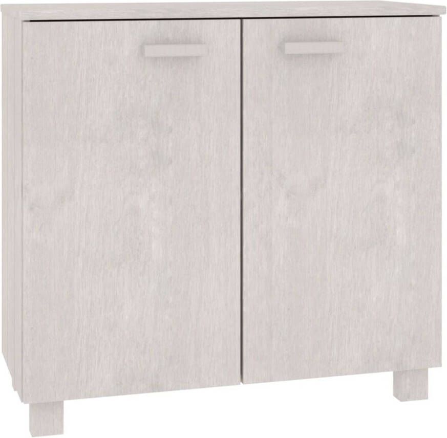 The Living Store HAMAR dressoir 85 x 35 x 80 cm wit massief grenenhout MDF praktische deuren