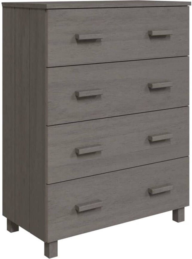 The Living Store HAMAR Dressoir Grenenhout lichtgrijs 79x40x103.5 cm 4 lades