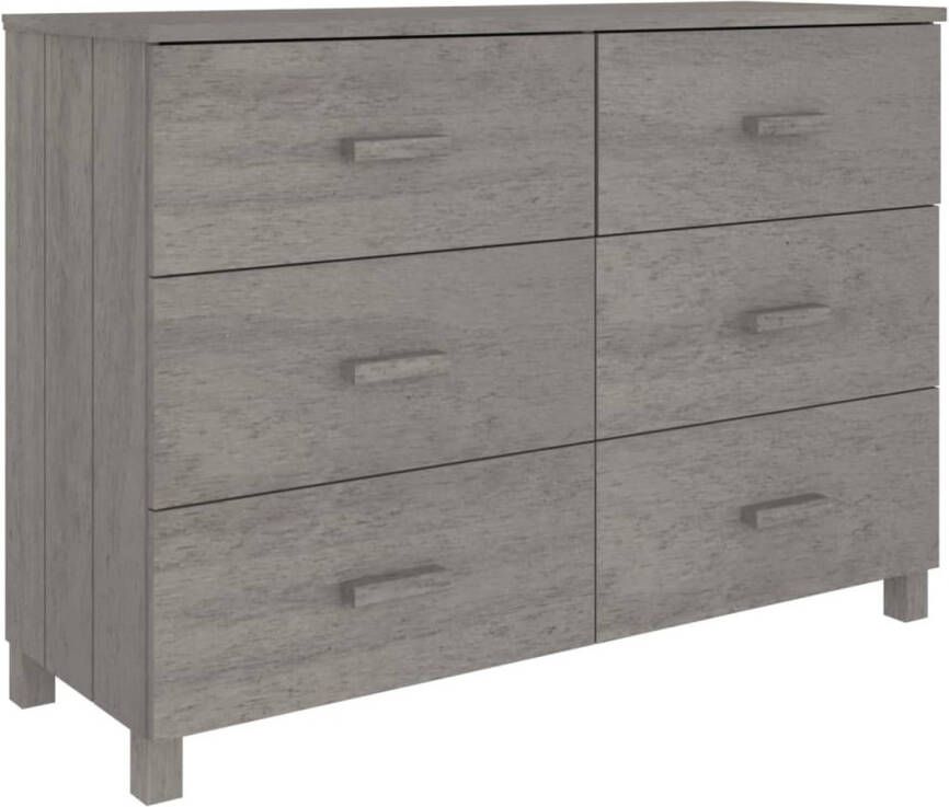 The Living Store HAMAR Dressoir Lichtgrijs 113 x 40 x 80 cm Massief grenenhout