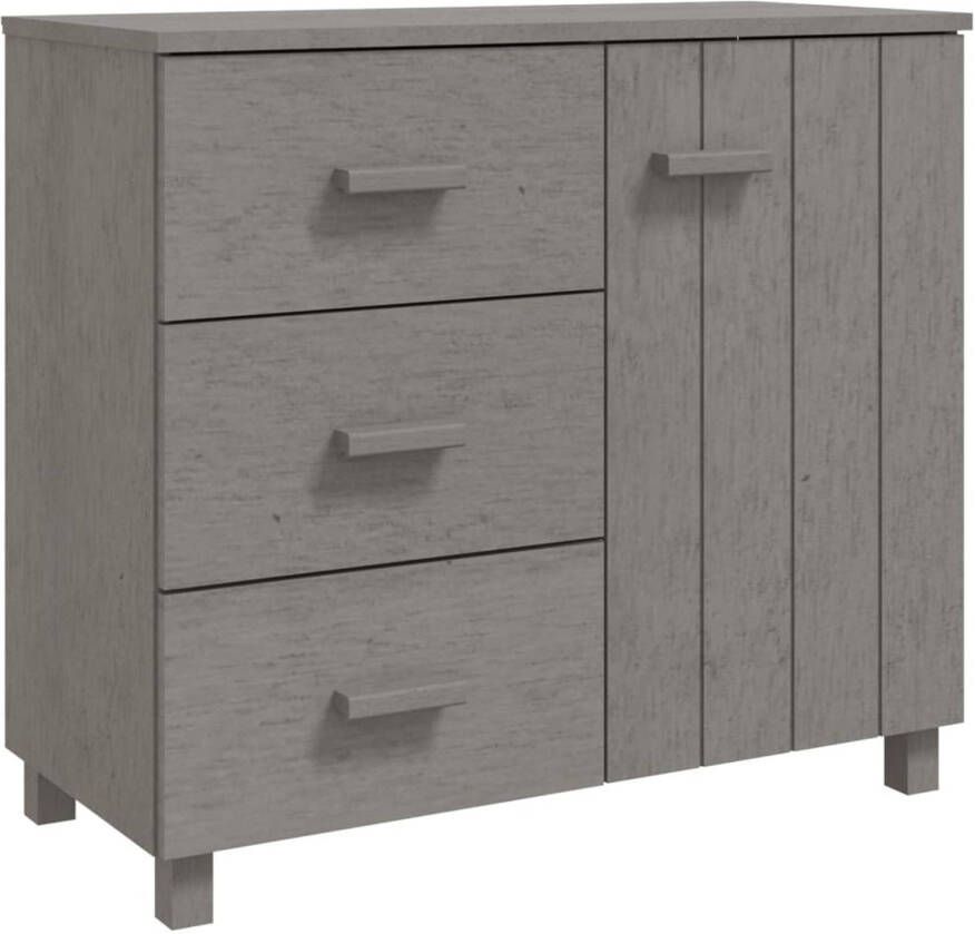 The Living Store HAMAR Dressoir Massief grenenhout 90 x 40 x 80 cm Lichtgrijs