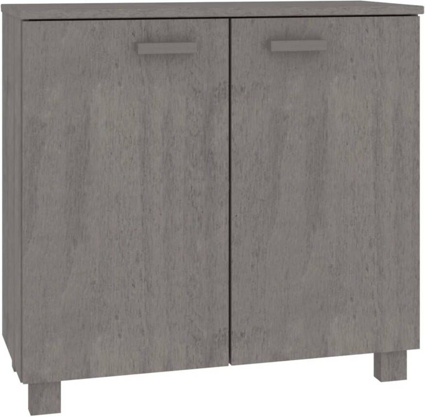 The Living Store HAMAR Dressoir Massief grenenhout Lichtgrijs 85 x 35 x 80 cm 2 deuren