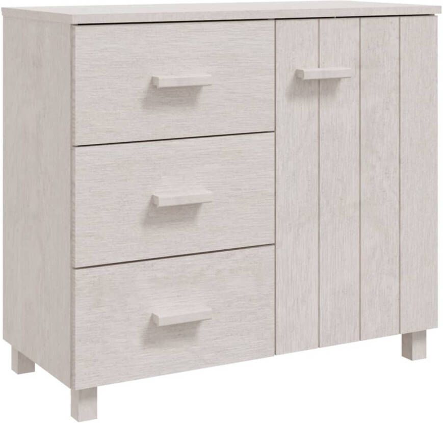 The Living Store HAMAR Dressoir Wit 90 x 40 x 80 cm Massief grenenhout Met lades en deur