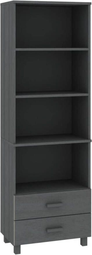 The Living Store HAMAR Hoge Kast 60 x 35 x 180 cm Donkergrijs Massief grenenhout