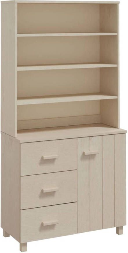 The Living Store HAMAR Houten Hoge Kast 90 x 40 x 180 cm Honingbruin massief grenenhout