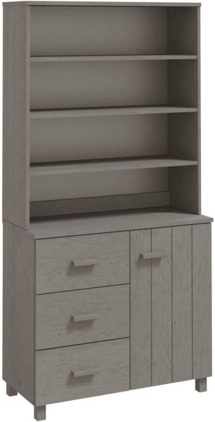 The Living Store HAMAR Houten Hoge Kast 90 x 40 x 180 cm Lichtgrijs