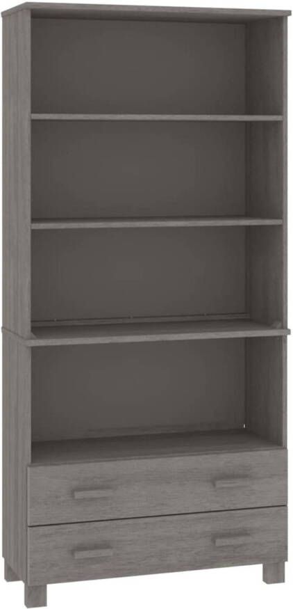 The Living Store HAMAR Kast 85 x 35 x 180 cm Massief grenenhout Lichtgrijs