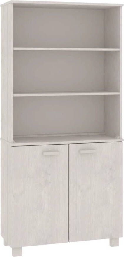 The Living Store HAMAR Kast 85 x 35 x 180 cm Wit Massief grenenhout Inclusief dressoir en opzetkast