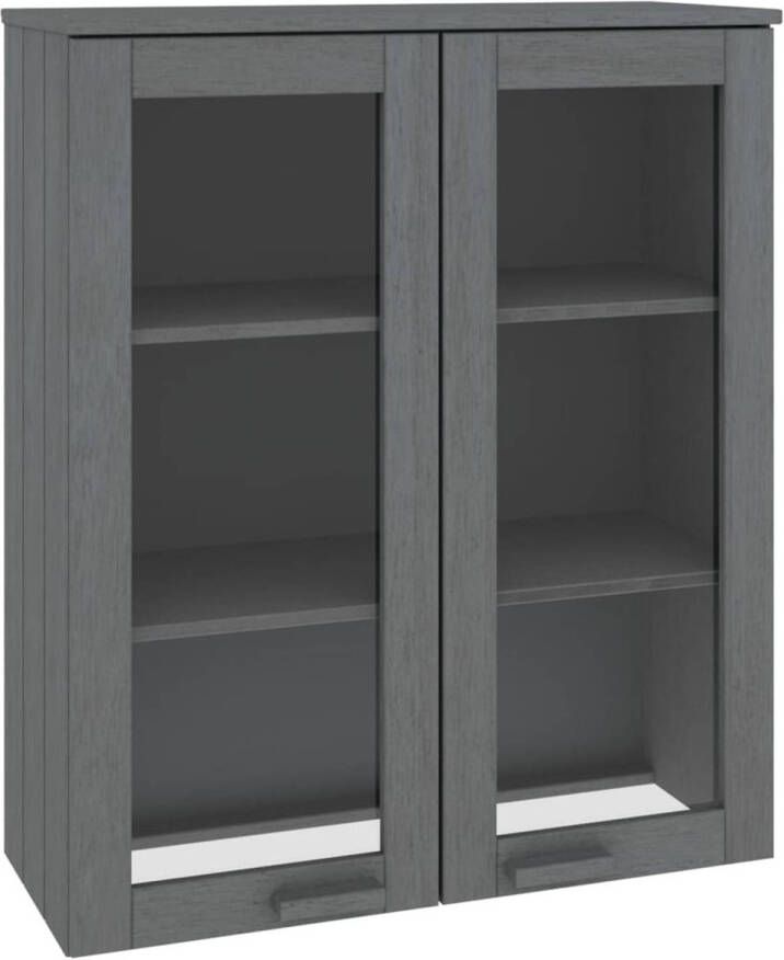 The Living Store HAMAR Opzetkast 85 x 35 x 100 cm Massief grenenhout Donkergrijs