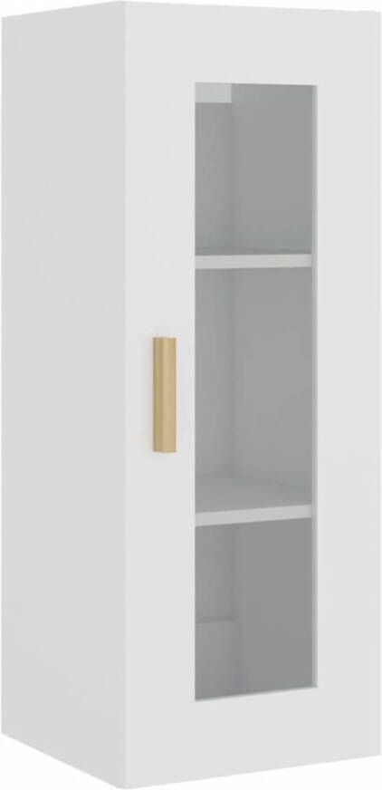 The Living Store Hangkast 34.5 x 34 x 90 cm wit hout en glas