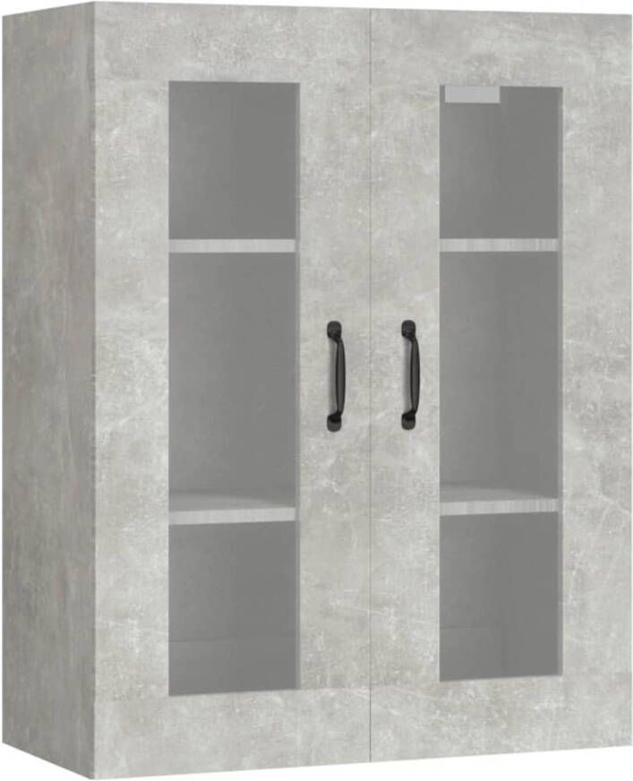 The Living Store Hangkast Betongrijs Bewerkt hout en glas 69.5 x 34 x 90 cm Praktisch en decoratief